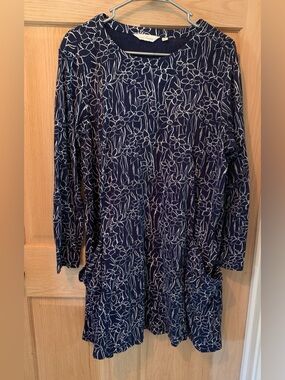 Seasalt and Cornwall 100% Cotton Navy Floral Tunic Dress with pockets